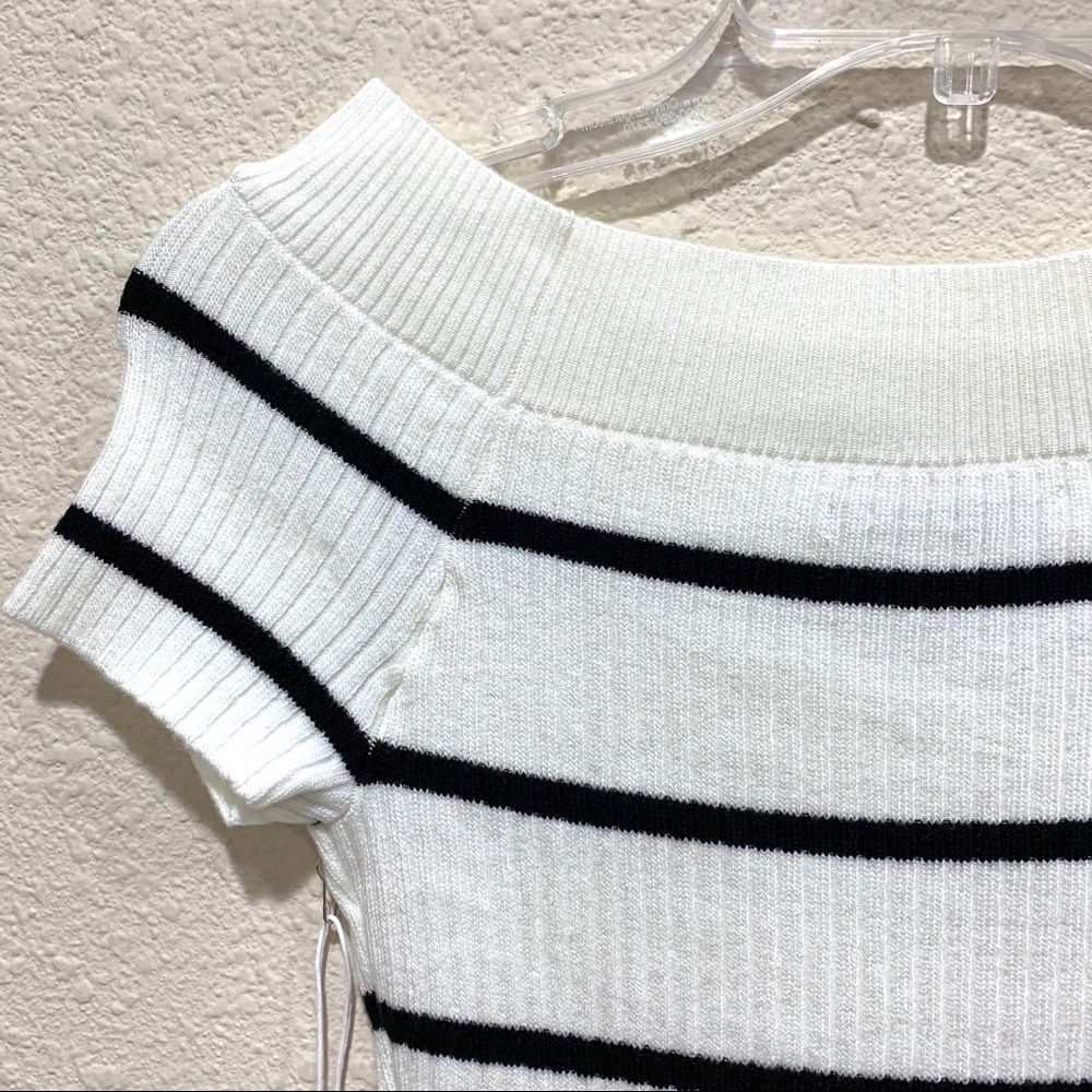 Off The Shoulder Stripe Mini Dress (NWT) - Picture 6 of 7